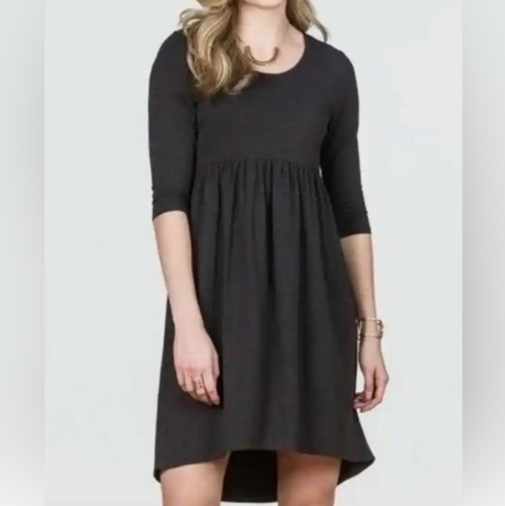 Matilda Jane Discovery Dress Women's S Gray Pleated Babydoll Minimalist Retro